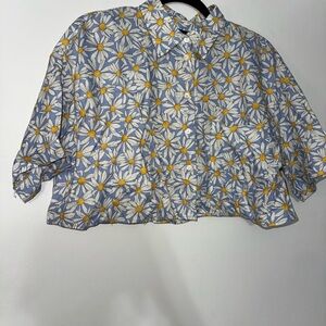 Zara Floral Button-Up Crop Top